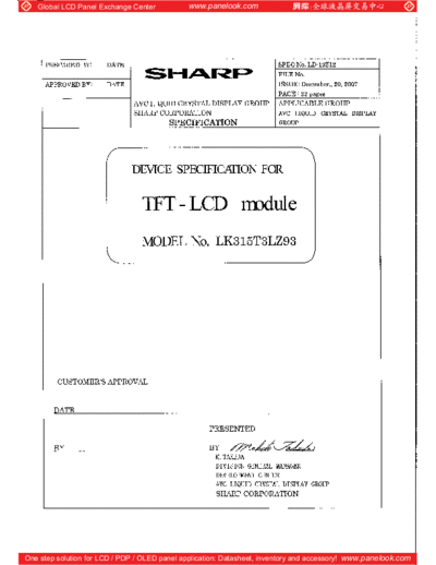 . Various Panel SHARP LK315T3LZ93 0 [DS]  . Various LCD Panels Panel_SHARP_LK315T3LZ93_0_[DS].pdf
