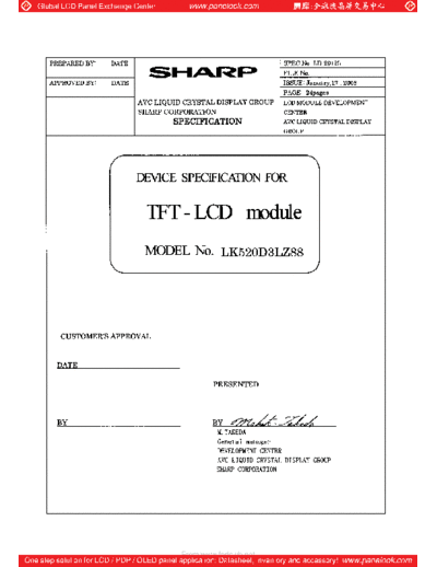 . Various Panel SHARP LK520D3LZ88 0 [DS]  . Various LCD Panels Panel_SHARP_LK520D3LZ88_0_[DS].pdf