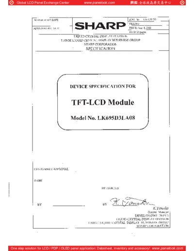 . Various Panel SHARP LK695D3LA08 0 [DS]  . Various LCD Panels Panel_SHARP_LK695D3LA08_0_[DS].pdf