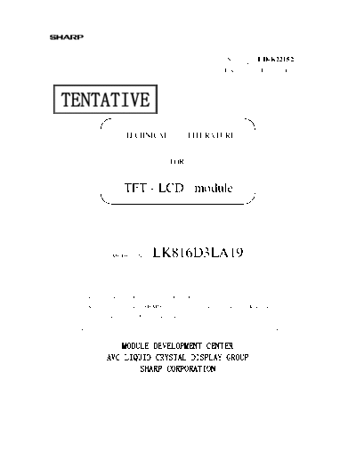 . Various Panel SHARP LK816D3LA19 0 [DS]  . Various LCD Panels Panel_SHARP_LK816D3LA19_0_[DS].pdf