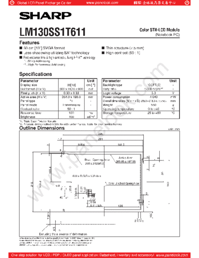 . Various Panel SHARP LM130SS1T611 1 [DS]  . Various LCD Panels Panel_SHARP_LM130SS1T611_1_[DS].pdf