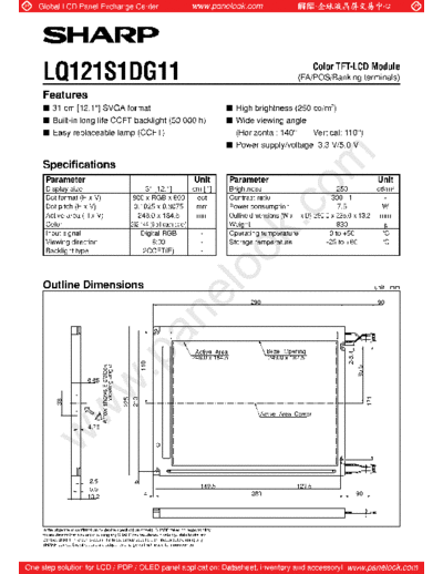 . Various Panel SHARP LQ121S1DG11 0 [DS]  . Various LCD Panels Panel_SHARP_LQ121S1DG11_0_[DS].pdf