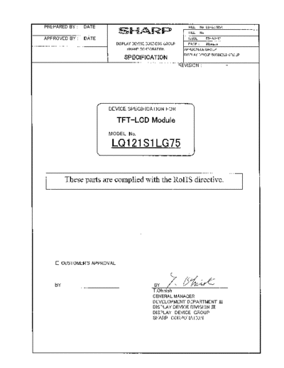 . Various Panel SHARP LQ121S1LG75 2 [DS]  . Various LCD Panels Panel_SHARP_LQ121S1LG75_2_[DS].pdf