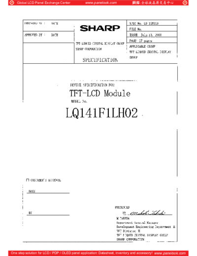 . Various Panel SHARP LQ141F1LH02 0 [DS]  . Various LCD Panels Panel_SHARP_LQ141F1LH02_0_[DS].pdf
