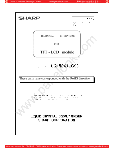 . Various Panel SHARP LQ150X1LG98 2 [DS]  . Various LCD Panels Panel_SHARP_LQ150X1LG98_2_[DS].pdf