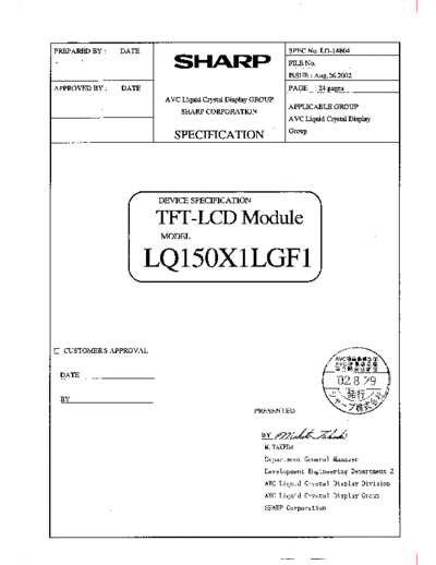 . Various Panel SHARP LQ150X1LGF1 0 [DS]  . Various LCD Panels Panel_SHARP_LQ150X1LGF1_0_[DS].pdf