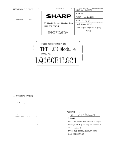 . Various Panel SHARP LQ160E1LG21 0 [DS]  . Various LCD Panels Panel_SHARP_LQ160E1LG21_0_[DS].pdf