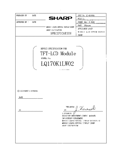 . Various Panel SHARP LQ170K1LW02 1 [DS]  . Various LCD Panels Panel_SHARP_LQ170K1LW02_1_[DS].pdf