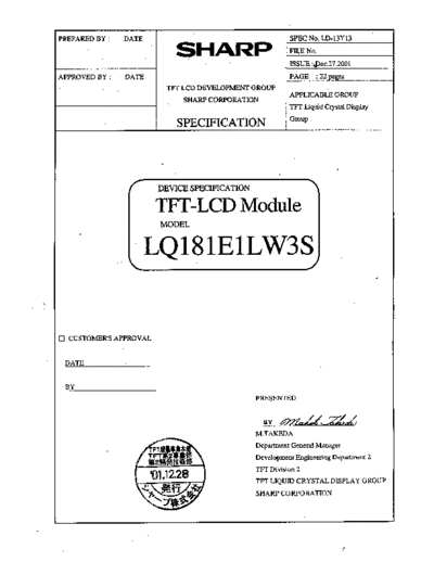 . Various Panel SHARP LQ181E1LW3S 0 [DS]  . Various LCD Panels Panel_SHARP_LQ181E1LW3S_0_[DS].pdf