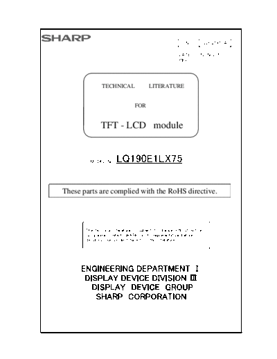. Various Panel SHARP LQ190E1LX75 0 [DS]  . Various LCD Panels Panel_SHARP_LQ190E1LX75_0_[DS].pdf