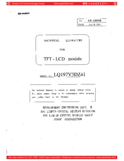 . Various Panel SHARP LQ197V3DZ41 0 [DS]  . Various LCD Panels Panel_SHARP_LQ197V3DZ41_0_[DS].pdf