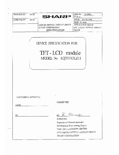 . Various Panel SHARP LQ201X3LZ11 0 [DS]  . Various LCD Panels Panel_SHARP_LQ201X3LZ11_0_[DS].pdf