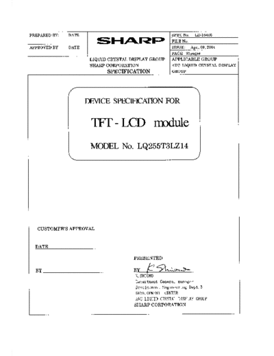 . Various Panel SHARP LQ255T3LZ14 0 [DS]  . Various LCD Panels Panel_SHARP_LQ255T3LZ14_0_[DS].pdf