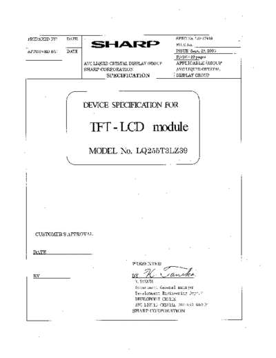 . Various Panel SHARP LQ255T3LZ39 0 [DS]  . Various LCD Panels Panel_SHARP_LQ255T3LZ39_0_[DS].pdf
