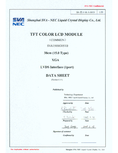 . Various Panel SVA-NEC SVA150XG05TB 0 [DS]  . Various LCD Panels Panel_SVA-NEC_SVA150XG05TB_0_[DS].pdf