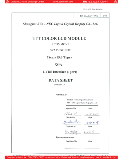 . Various Panel SVA-NEC SVA150XG10TB 0 [DS]  . Various LCD Panels Panel_SVA-NEC_SVA150XG10TB_0_[DS].pdf