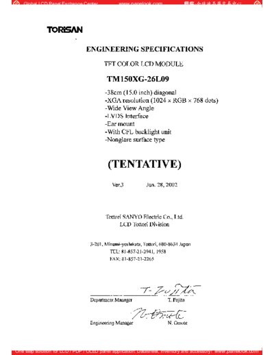 . Various Panel TORISAN TM150XG-26L09 0 [DS]  . Various LCD Panels Panel_TORISAN_TM150XG-26L09_0_[DS].pdf