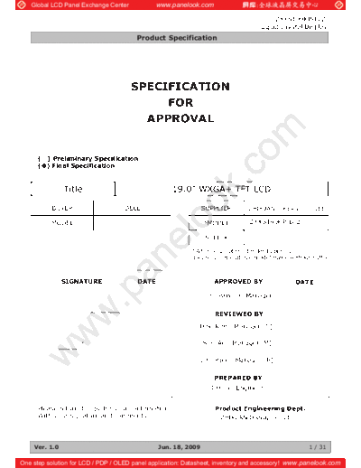 . Various Panel ZHIXUAN ZXXS190KP-L02 0 [DS]  . Various LCD Panels Panel_ZHIXUAN_ZXXS190KP-L02_0_[DS].pdf