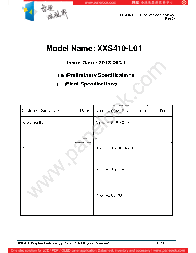 . Various Panel ZHIXUAN ZXXS410-L01 0 [DS]  . Various LCD Panels Panel_ZHIXUAN_ZXXS410-L01_0_[DS].pdf
