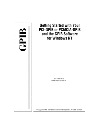 Agilent PCI-GPIB PCMCIA-GPIB GPIB Software Getting Started Guide for Windows NT  Agilent HP E985XA Software Manuals PCI-GPIB PCMCIA-GPIB GPIB Software Getting Started Guide for Windows NT.pdf