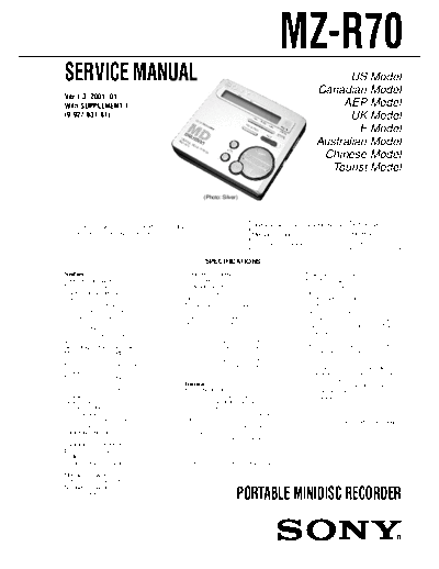 panasonic sony mz-r70 service manual  panasonic Fax KXFM90PDW Viewing SGML_VIEW_DATA EU KX-FM90PD-W SVC Audio sony_mz-r70_service_manual.pdf
