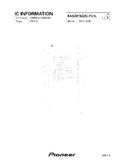 Pioneer K4S281632C-TL1L  Pioneer DVD pioneer cd IC_pdf K4S281632C-TL1L.pdf