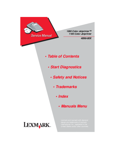 Lexmark Lexmark 4096-00x Color JetPrinter 1000, 1100 Service Manual  Lexmark Lexmark 4096-00x Color JetPrinter 1000, 1100 Service Manual.pdf