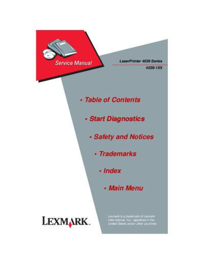 Lexmark Lexmark LaserPrinter 4039 Series Service Manual  Lexmark Lexmark LaserPrinter 4039 Series Service Manual.pdf