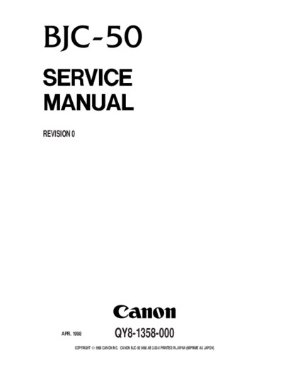 CANON Canon BJC-50 Service Manual  CANON Printer Canon BJC-50 Service Manual.pdf
