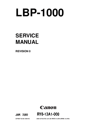 CANON Canon LBP-1000 Service Manual  CANON Printer Canon LBP-1000 Service Manual.pdf