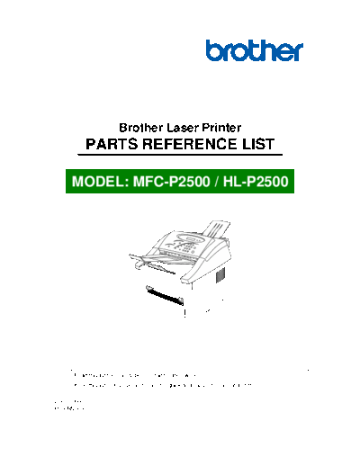 Brother Brother MFC, HL P2500 Parts Manual  Brother Brother MFC, HL P2500 Parts Manual.pdf