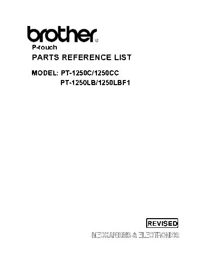 Brother Brother PT-1250 c, cc, lb, lbf1 Parts Manual  Brother Brother PT-1250 c, cc, lb, lbf1 Parts Manual.pdf