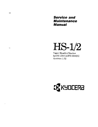 Kyocera handler Stacker HS-1, 2 Service Manual  Kyocera Kyocera handler Stacker HS-1, 2 Service Manual.pdf