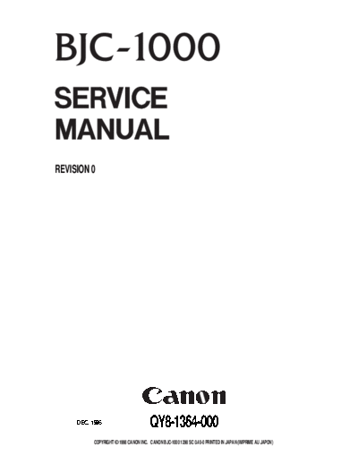 CANON Canon BJC-1000 Service Manual  CANON Printer Canon BJC-1000 Service Manual.pdf
