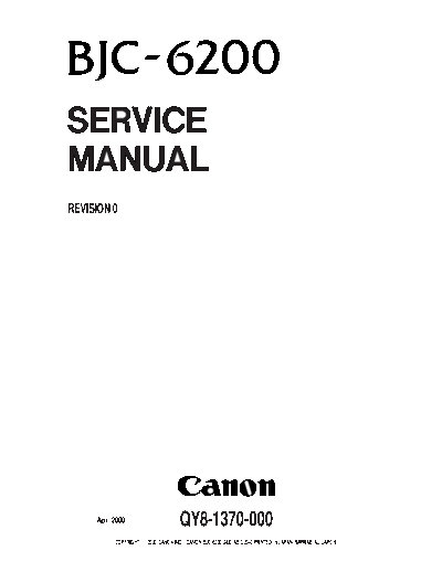 CANON Canon BJC-6200 Service Manual  CANON Printer Canon BJC-6200 Service Manual.pdf