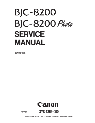 CANON Canon BJC-8200 Service Manual  CANON Printer Canon BJC-8200 Service Manual.pdf