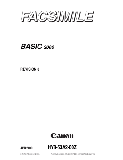 CANON Canon Fax Basic 2000 Service Manual  CANON Printer Canon Fax Basic 2000 Service Manual.pdf