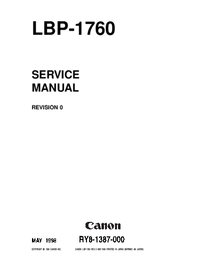 CANON Canon LBP-1760 Service Manual  CANON Printer Canon LBP-1760 Service Manual.pdf