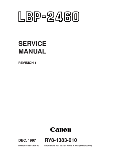 CANON Canon LBP-2460 Service Manual  CANON Printer Canon LBP-2460 Service Manual.pdf