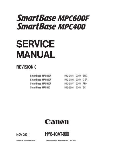 CANON Canon SmartBase mpc400f, 600 Service Manual  CANON Printer Canon SmartBase mpc400f, 600 Service Manual.pdf