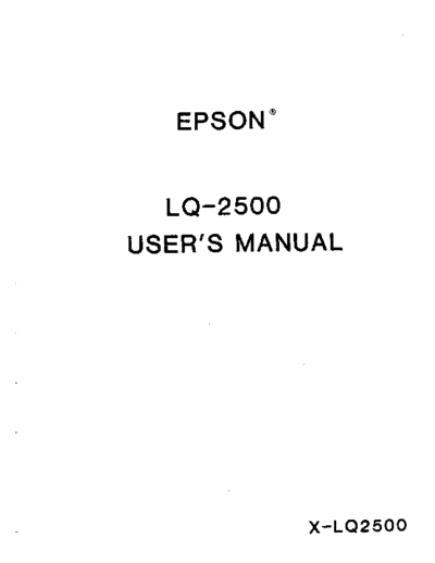 epson LQ-2500 User