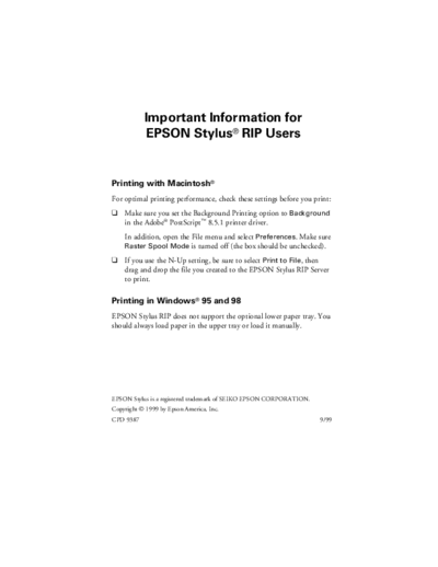 epson Stylus Pro 5000 Supplement  epson printer Epson Stylus Pro 5000 Supplement.pdf
