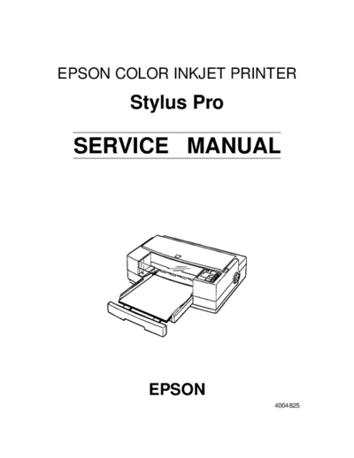 Service manual : epson Epson Stylus Pro Service Manual Epson Stylus Pro