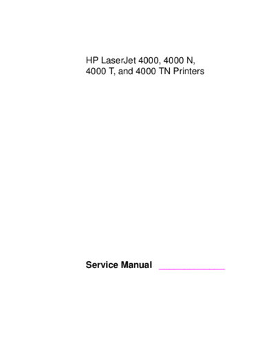 HP HP LaserJet 4000 Service Manual  HP printer HP LaserJet 4000 Service Manual.pdf