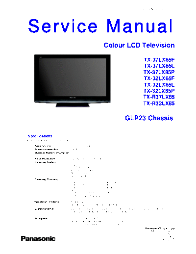 panasonic GLP23 TX-37LX85F TX-37LX85L TX-37LX85P TX-32LX85F TX-32LX85L TX-32LX85P TX-R37LX85 TX-R32LX85  panasonic LCD GLP23 TX-37LX85F TX-37LX85L TX-37LX85P TX-32LX85F TX-32LX85L TX-32LX85P TX-R37LX85 TX-R32LX85.pdf