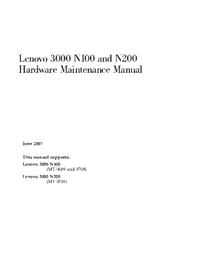 LENOVO Lenovo 3000 N100 and N200  LENOVO Laptop Lenovo 3000 N100 and N200.pdf