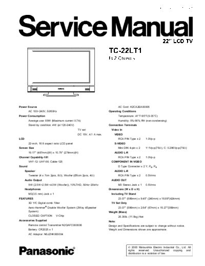 panasonic FL2 TC-22LT1  panasonic LCD FL2 TC-22LT1.pdf