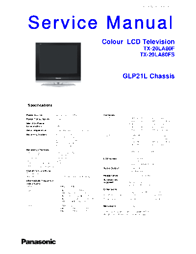 panasonic GLP21L TX-20LA80F TX-20LA80FS  panasonic LCD GLP21L TX-20LA80F TX-20LA80FS.pdf