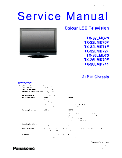 panasonic GLP22 TX-32LMD70 TX-32LMD70F TX-32LMD71F TX-32LMD72F TX-26LMD70 TX-26LMD70F TX-26LMD71F  panasonic LCD GLP22 TX-32LMD70 TX-32LMD70F TX-32LMD71F TX-32LMD72F TX-26LMD70 TX-26LMD70F TX-26LMD71F.pdf