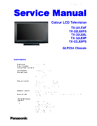 panasonic GLP23A TX-32LE8F TX-32LE8FS TX-32LE8L TX-32LE8P TX-32LE8PS  panasonic LCD GLP23A TX-32LE8F TX-32LE8FS TX-32LE8L TX-32LE8P TX-32LE8PS.pdf